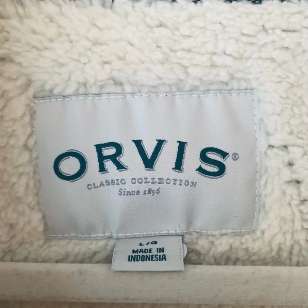 Orvis Quarter Zip Sherpa Lined Pullover Men Size L Gray Outdoor